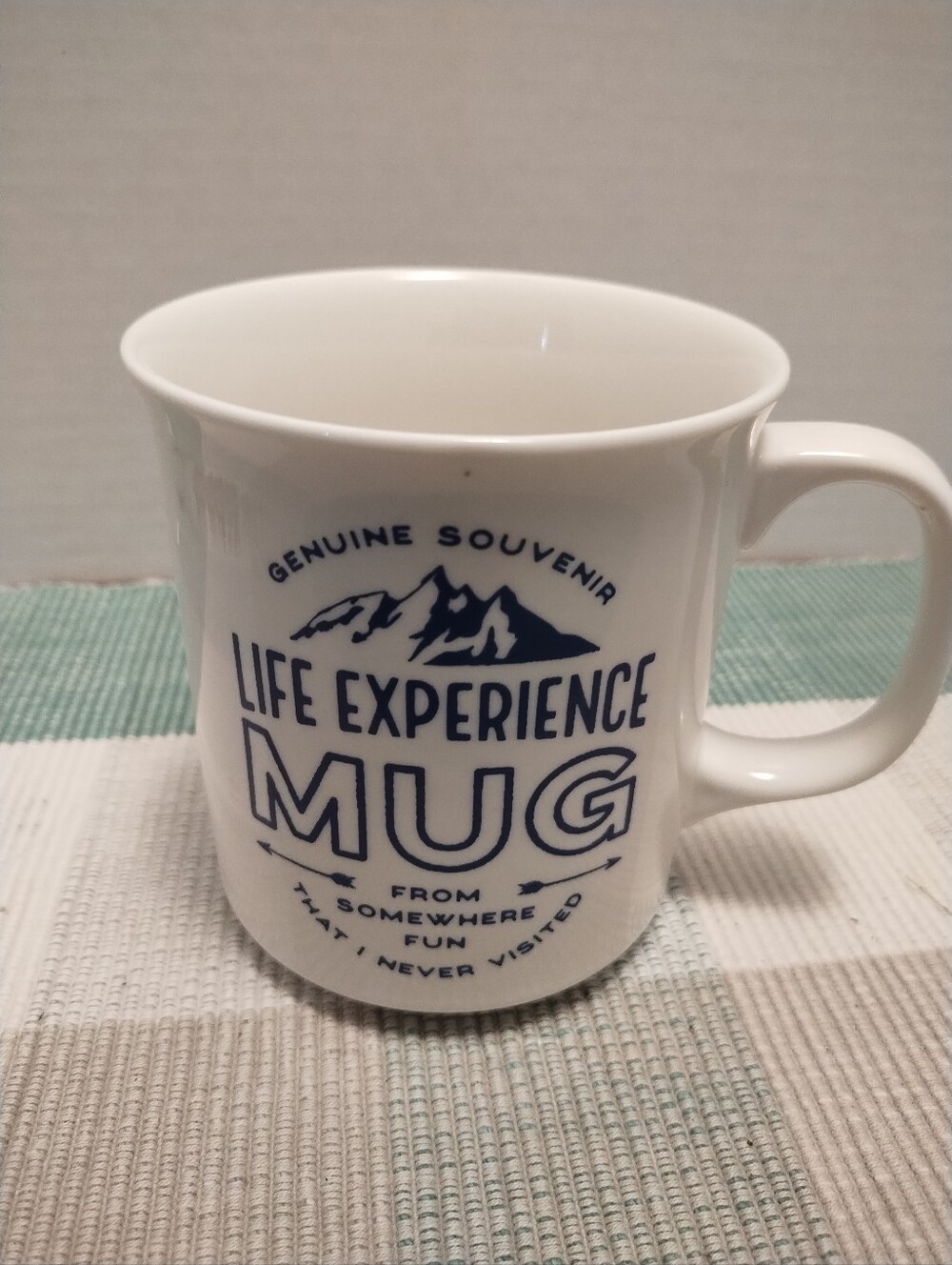 Life Experience Mug - White with Navy Blue Design